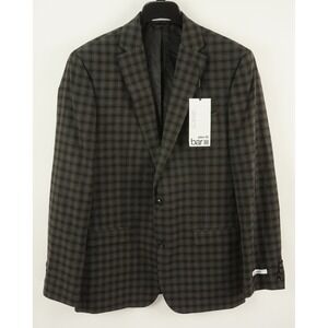 New $425 Bar III Men's 42L Slim Gray Brown Plaid Stretch Performance Suit Jacket
